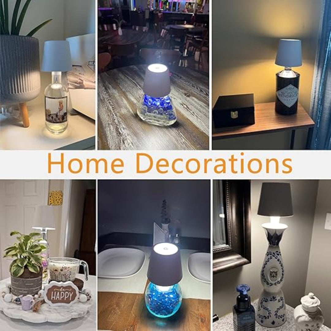 Wireless Bottle Lamp LED 3 color Light Battery Desk Dimming Night Light Outdoor Portable for Camping Restaurant Farm House | White | Long lasting battery