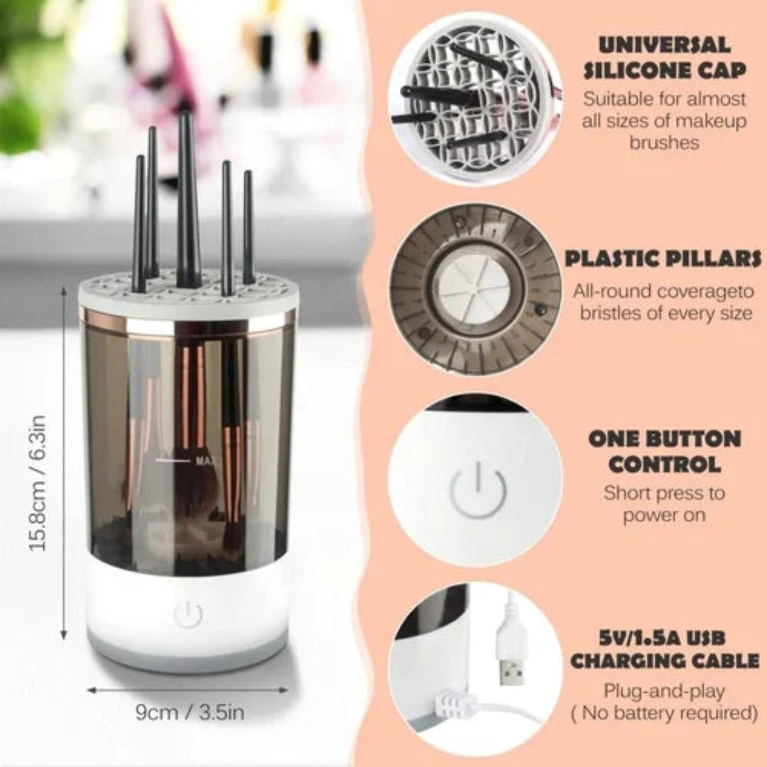Electric Makeup Brush Cleaner Machine | New cosmetic & painting brush cleaning, Automatic spinning makeup deep cleaning USB powered brush cleaner compatible with all size makeup brushes