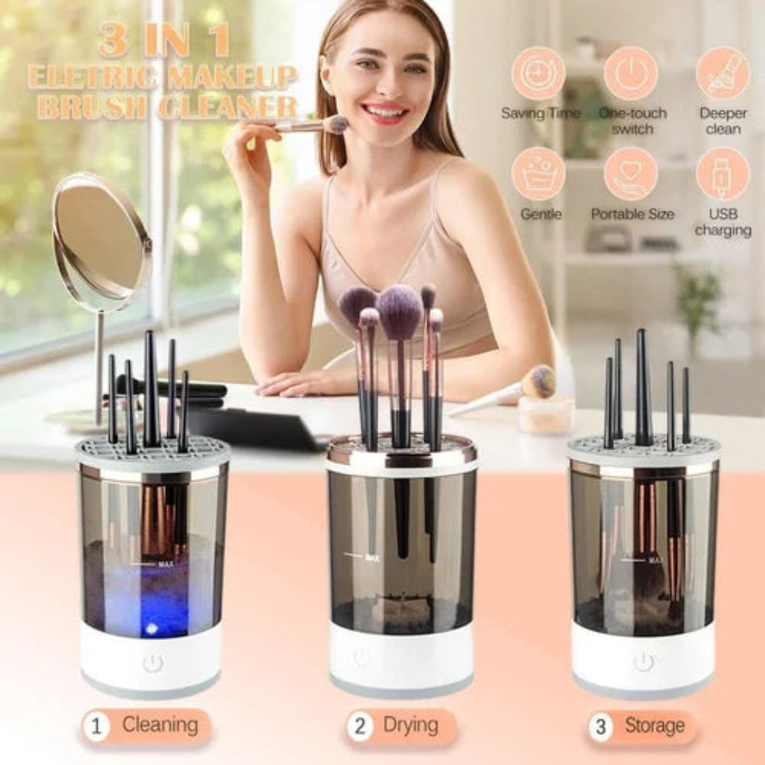 Electric Makeup Brush Cleaner Machine | New cosmetic & painting brush cleaning, Automatic spinning makeup deep cleaning USB powered brush cleaner compatible with all size makeup brushes