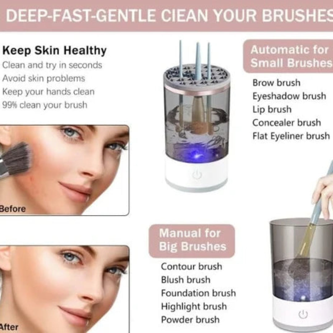 Electric Makeup Brush Cleaner Machine | New cosmetic & painting brush cleaning, Automatic spinning makeup deep cleaning USB powered brush cleaner compatible with all size makeup brushes