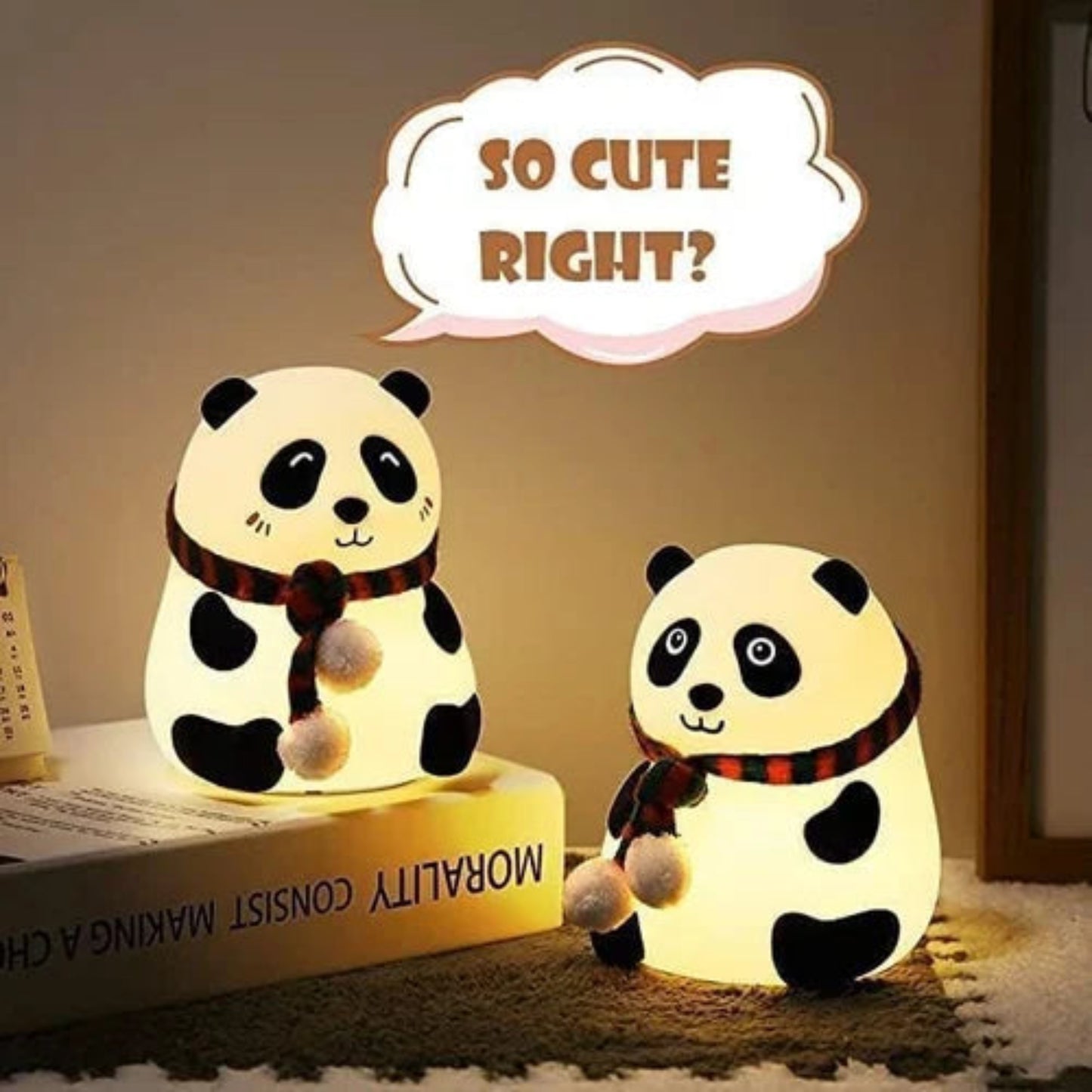 Panda night light | Soft silicone color changing touch lamp | Rechargeable light best for bedroom, kids and office