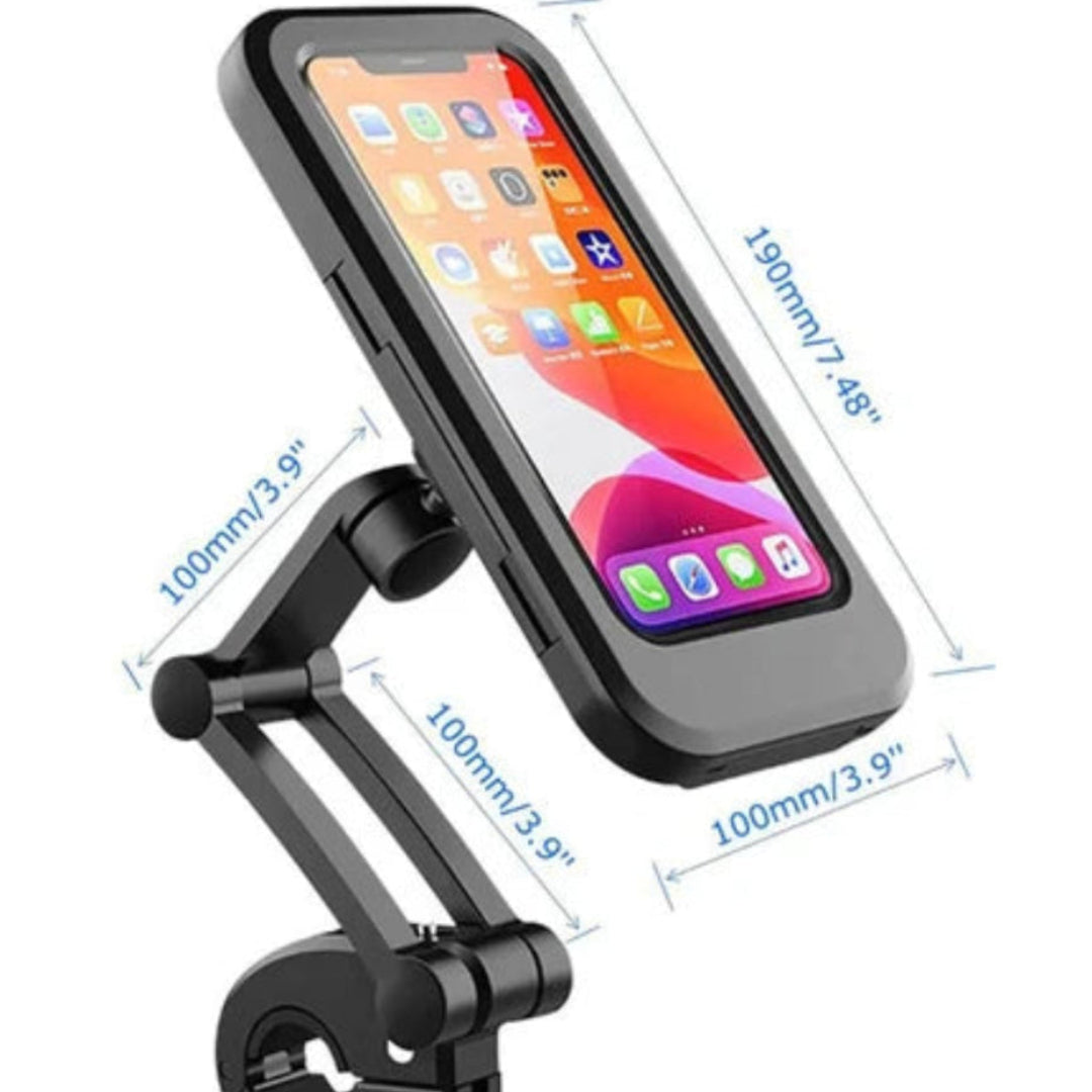 Waterproof Motorcycle & Bike Mobile Holder - Phone mount with adjustable stand for handlebar | Compatible with all Smartphones | Ideal for cycling and biking