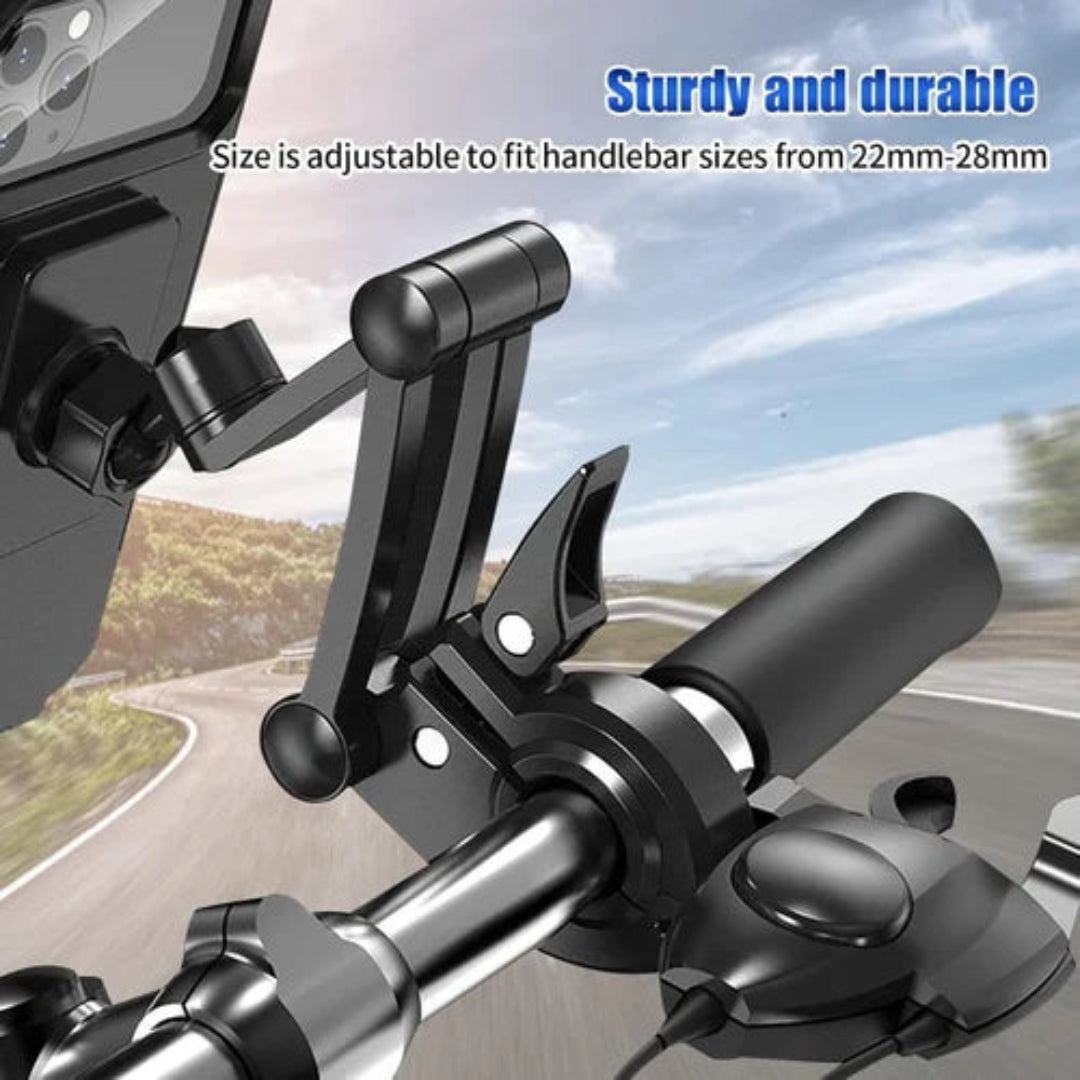 Waterproof Motorcycle & Bike Mobile Holder - Phone mount with adjustable stand for handlebar | Compatible with all Smartphones | Ideal for cycling and biking