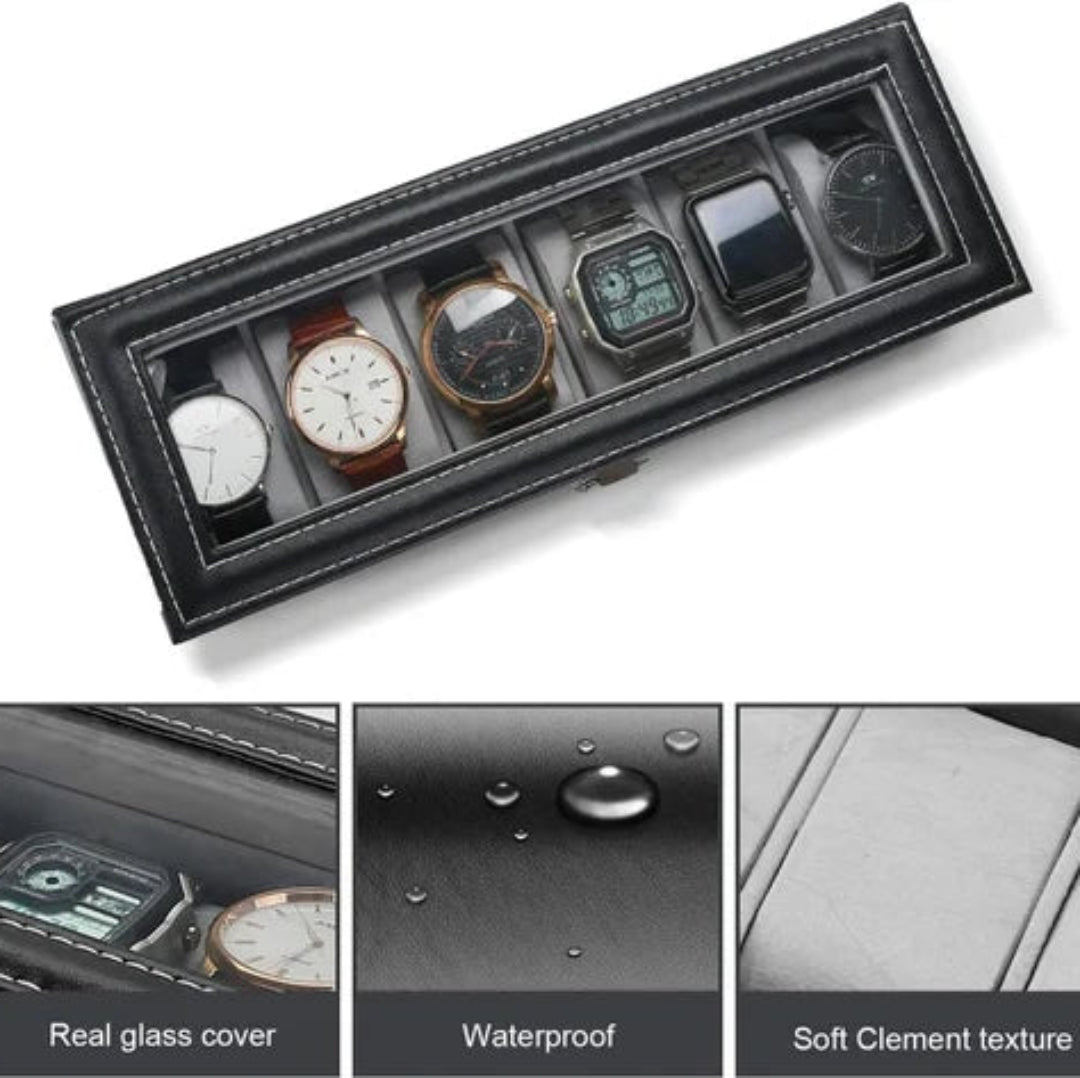Premium 6-Slots Wrist Watch Organizer Box for Men & Women | Watch storage box | Watch collection box/case/holder | Brown