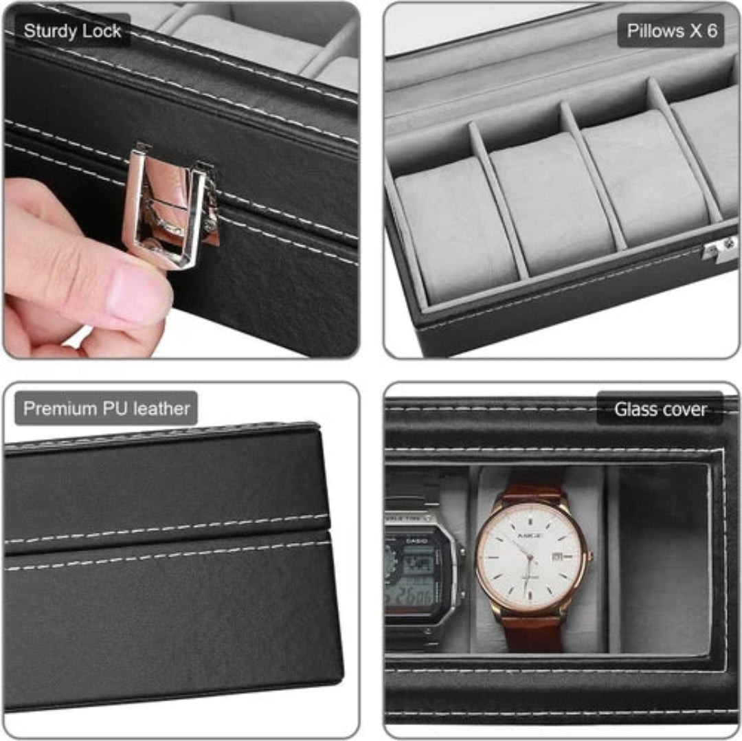 Premium 6-Slots Wrist Watch Organizer Box for Men & Women | Watch storage box | Watch collection box/case/holder | Brown